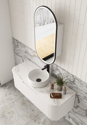Aulic Beau Monde Oblong LED Shaving Cabinet matte white black frame