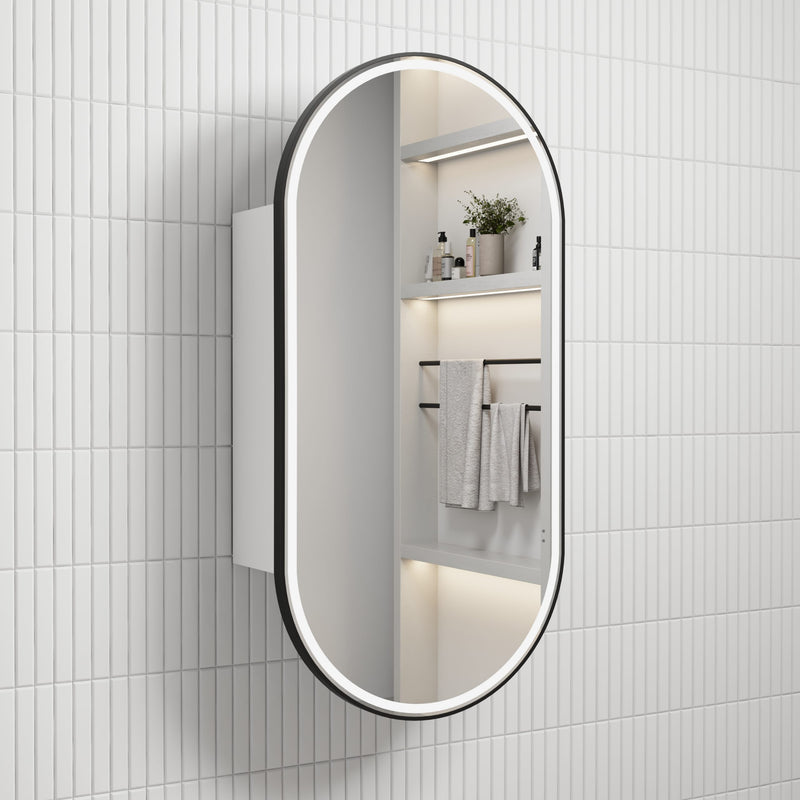 Aulic Beau Monde Oblong LED Shaving Cabinet matte white black