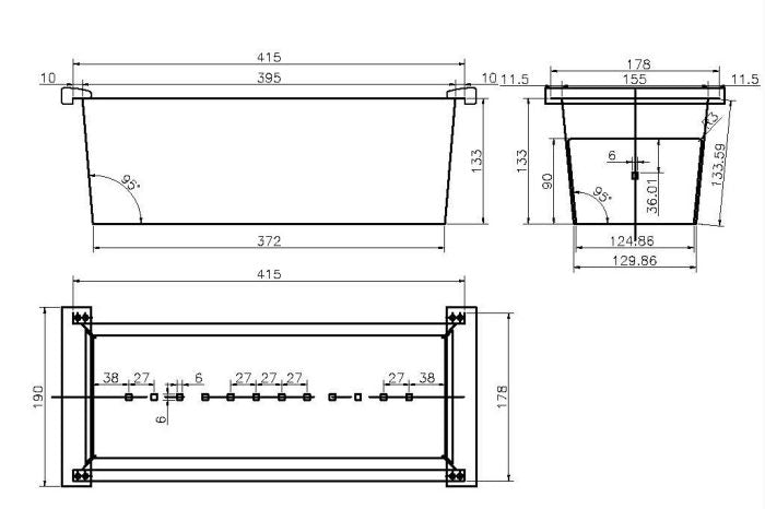 Modern National Stainless steel sink colander 190 x 429 x 144mm
