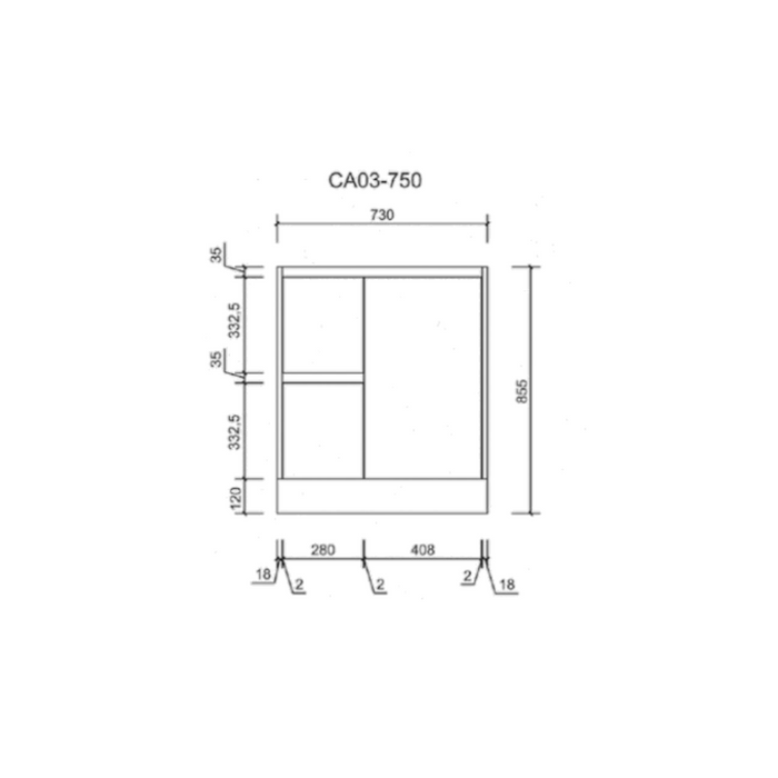 Aulic Alice Finger Pull Cabinets with Flat Stone Top 750mm