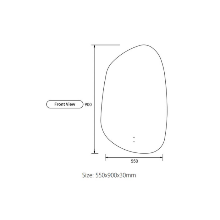 Aulic Tarcoola Asymmetric LED Mirror diagram