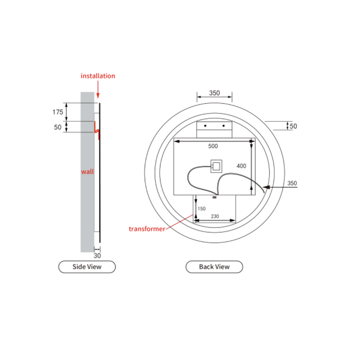 Aulic Windsor Round LED Mirror 900mm