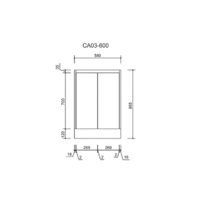 Aulic Alice Finger Pull Cabinets with Flat Stone Top 600mm