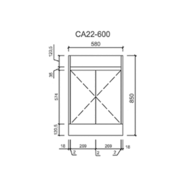 MAYA FINGER PULL CABINET 600mm