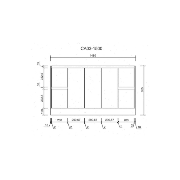 Aulic Alice Finger Pull Cabinets with Flat Stone Top 1500mm