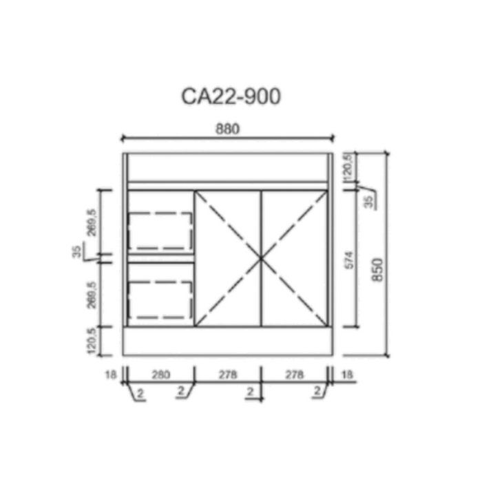 MAYA FINGER PULL CABINET 900mm