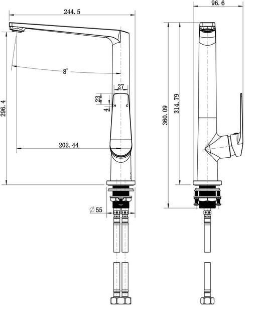 Modern National Cascade Kitchen Mixer