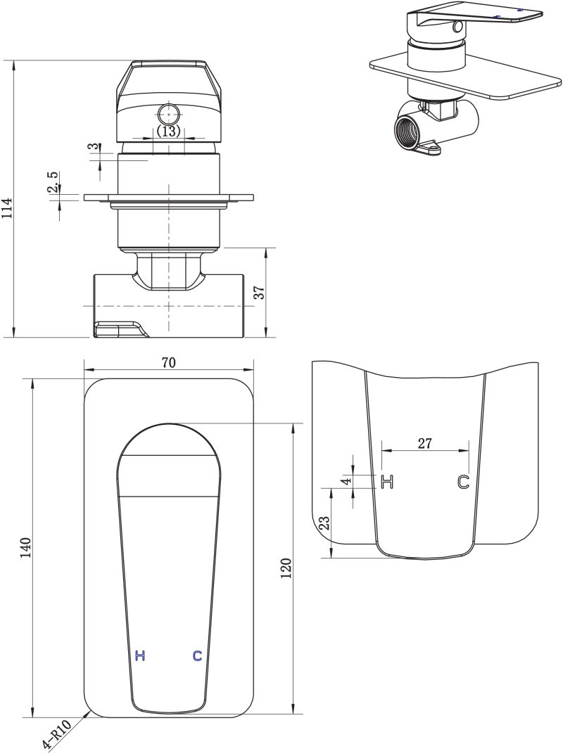 Modern National Cascade Shower Mixers