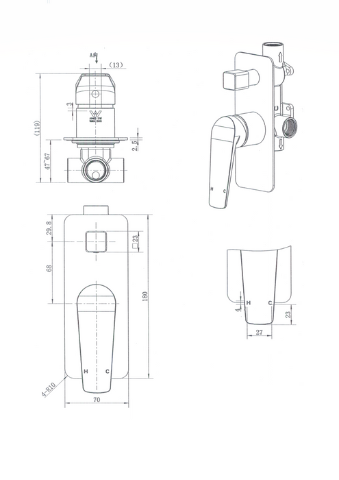 Modern National Cascade Shower Diverter Mixers