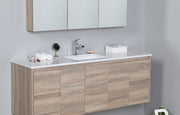 Aulic Grace Wall Hung Finger Pull Cabinet with Flat Stone Top & Top with Undermount Basin 1500mm