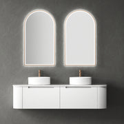 Aulic Petra Mark II Wall Hung Curving V Groove Matte White Finger Pull Cabinet 1500mm 