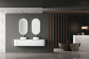 Aulic Petra Mark II Wall Hung Curving V Groove Matte White Finger Pull Cabinet 1800mm