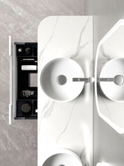 Aulic Petra Mark II Wall Hung Curving V Groove Matte White Finger Pull Cabinet 1800mm 