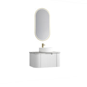 Aulic Petra Mark II Wall Hung Curving V Groove Matte White Finger Pull Cabinet 750mm