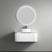 Aulic Petra Mark II Wall Hung Curving V Groove Matte White Finger Pull Cabinet 900mm