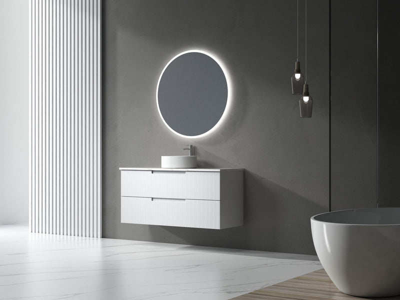Aulic Verona Mark II Wall Hung V Groove Matte White Finger Pull Cabinet 1200mm