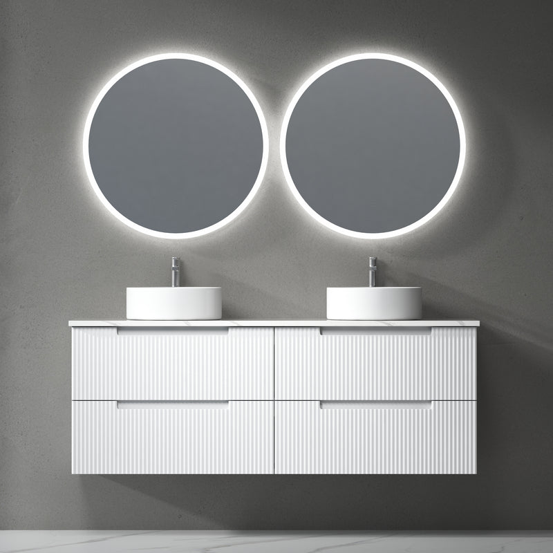 Aulic Verona Mark II Wall Hung V Groove Matte White Finger Pull Cabinet 600mm