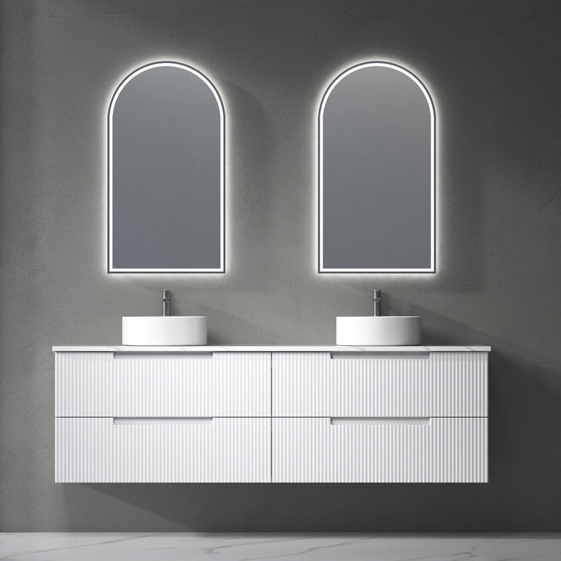 Aulic Verona Mark II Wall Hung V Groove Matte White Finger Pull Cabinet 1800mm