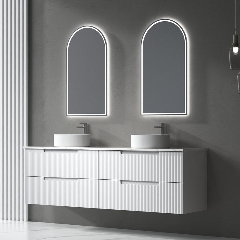 Aulic Verona Mark II Wall Hung V Groove Matte White Finger Pull Cabinet 1800mm