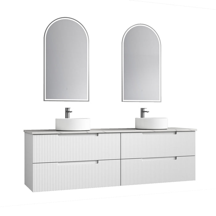 Aulic Verona Mark II Wall Hung V Groove Matte White Finger Pull Cabinet 1800mm