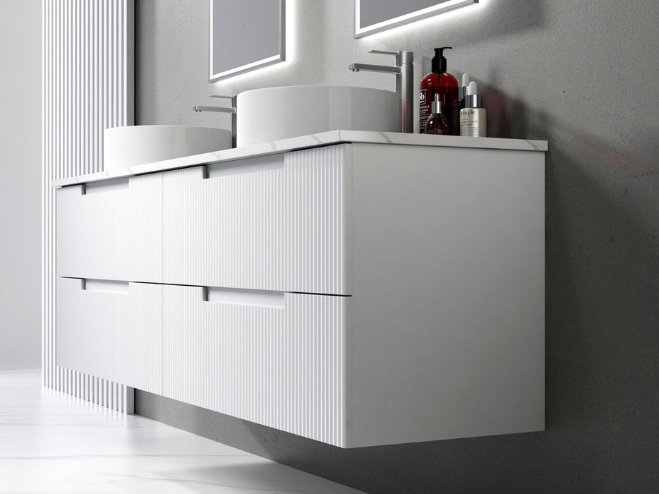 Aulic Verona Mark II Wall Hung V Groove Matte White Finger Pull Cabinet 1800mm