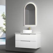 Aulic Verona Mark II Wall Hung V Groove Matte White Finger Pull Cabinet 900mm