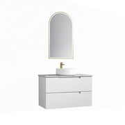 Aulic Verona Mark II Wall Hung V Groove Matte White Finger Pull Cabinet 900mm