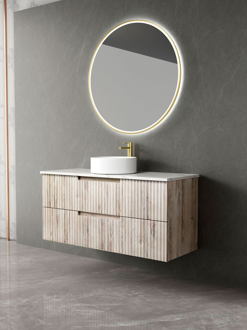 Aulic Tuscana Wall Hung Wave Groove Finger Pull Cabinet 1200mm