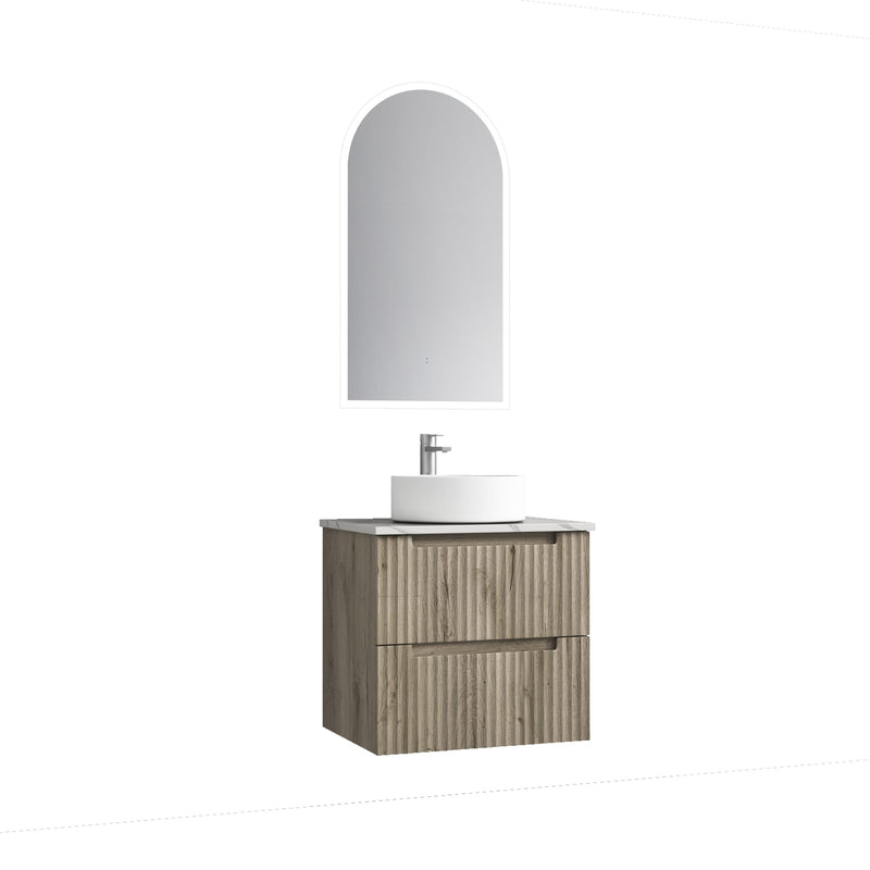 Aulic Tuscana Wall Hung Wave Groove Finger Pull Cabinet 600mm