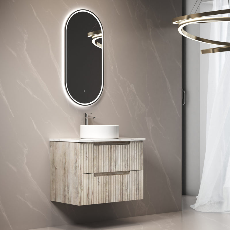 Aulic Tuscana Wall Hung Wave Groove Finger Pull Cabinet 750mm