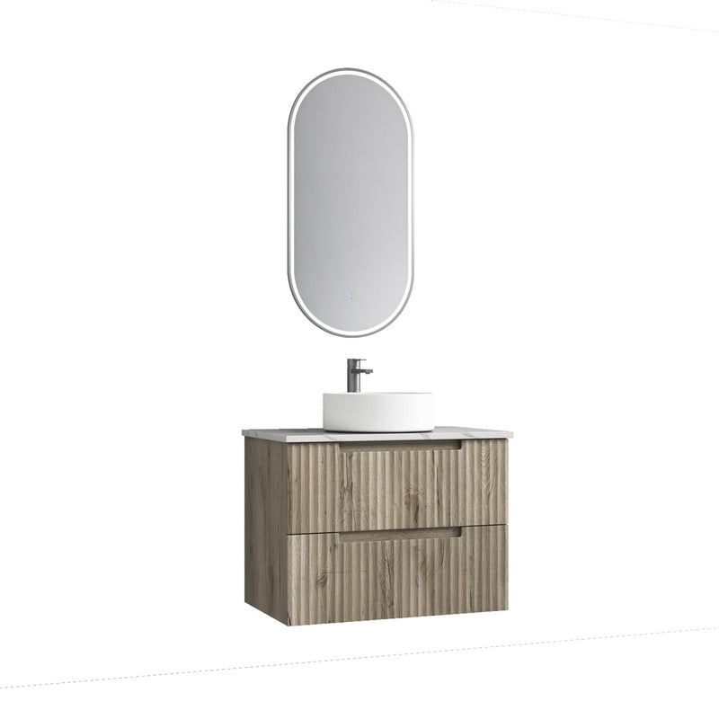 Aulic Tuscana Wall Hung Wave Groove Finger Pull Cabinet 75