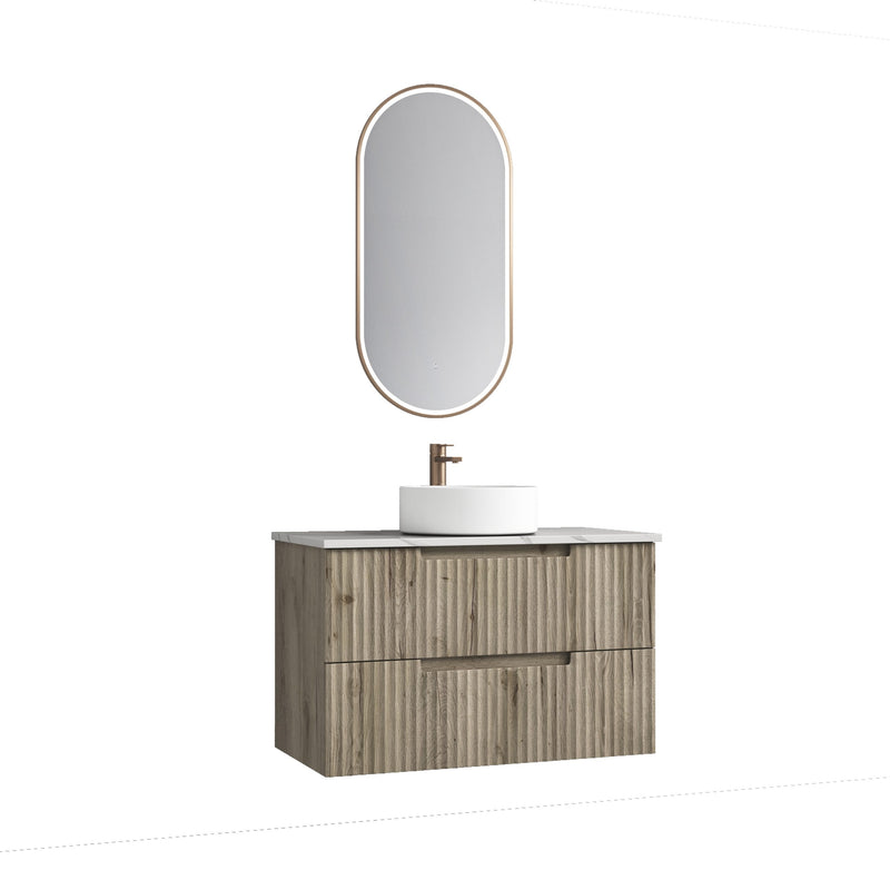 Aulic Tuscana Wall Hung Wave Groove Finger Pull Cabinet 900mm