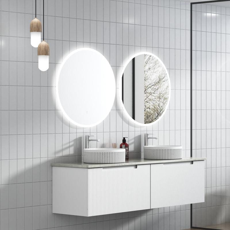 Aulic Perla Mark II Wall Hung V Groove Matte White Finger Pull Cabinet 1500mm