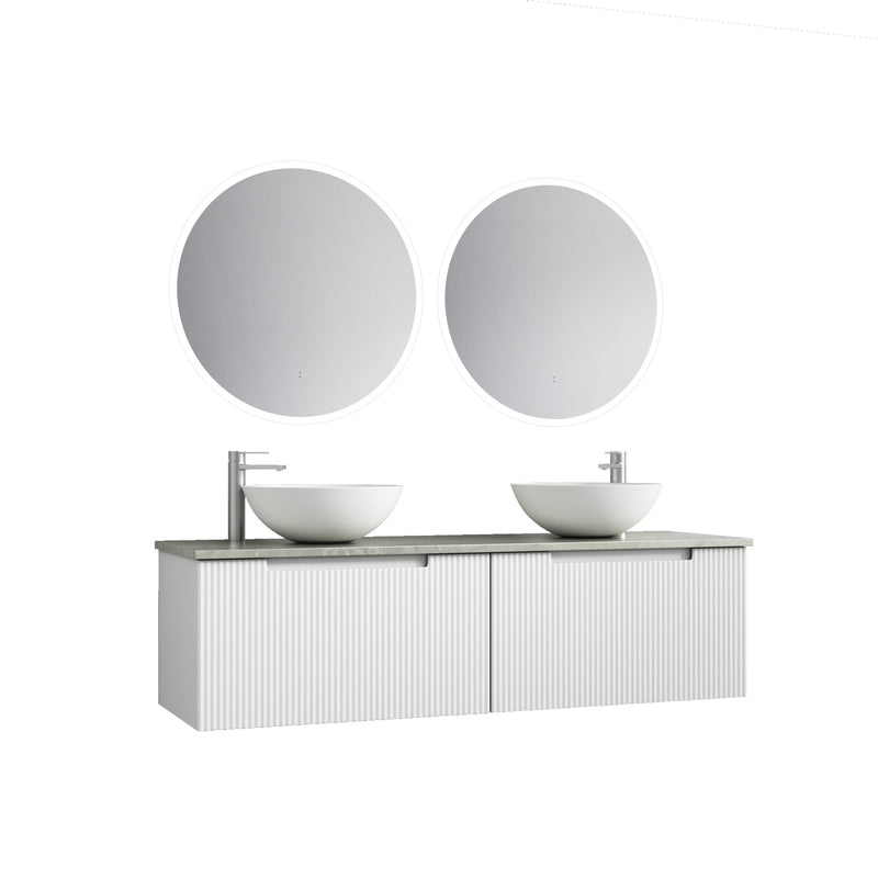 Aulic Perla Mark II Wall Hung V Groove Matte White Finger Pull Cabinet 1500mm