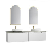 Aulic Perla Mark II Wall Hung V Groove Matte White Finger Pull Cabinet 1800mm
