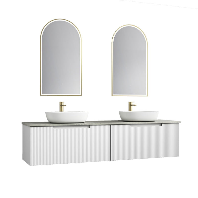 Aulic Perla Mark II Wall Hung V Groove Matte White Finger Pull Cabinet 1800mm