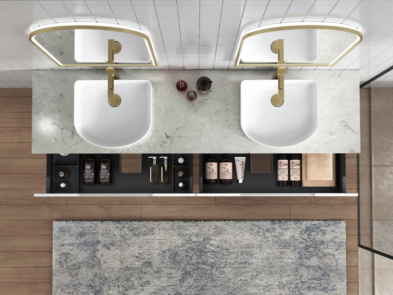 Aulic Perla Mark II Wall Hung V Groove Matte White Finger Pull Cabinet 1800mm