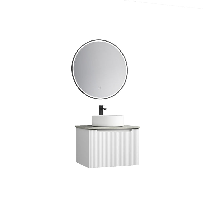 Aulic Perla Mark II Wall Hung V Groove Matte White Finger Pull Cabinet 600mm