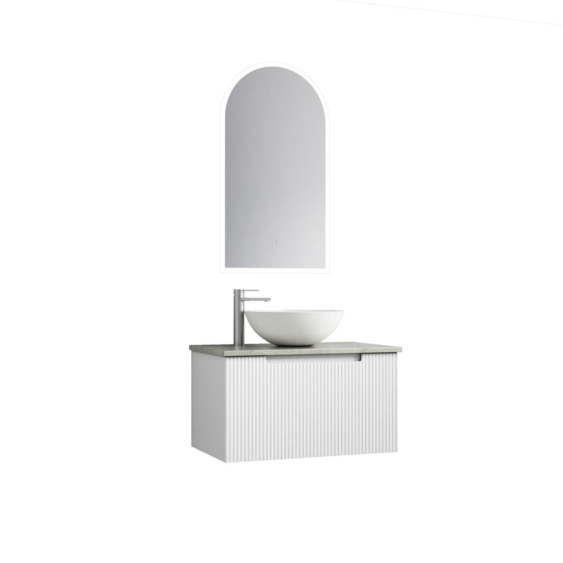 Aulic Perla Mark II Wall Hung V Groove Matte White Finger Pull Cabinet 750mm