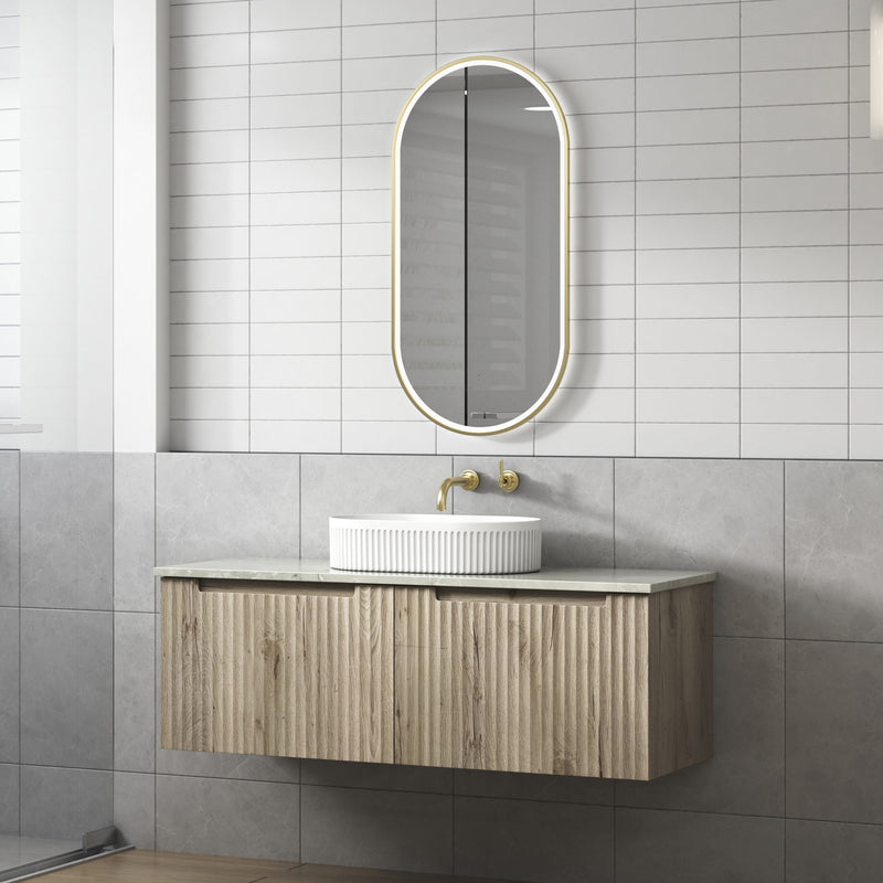 Aulic Calder Wall Hung Wave Groove Finger Pull Cabinet