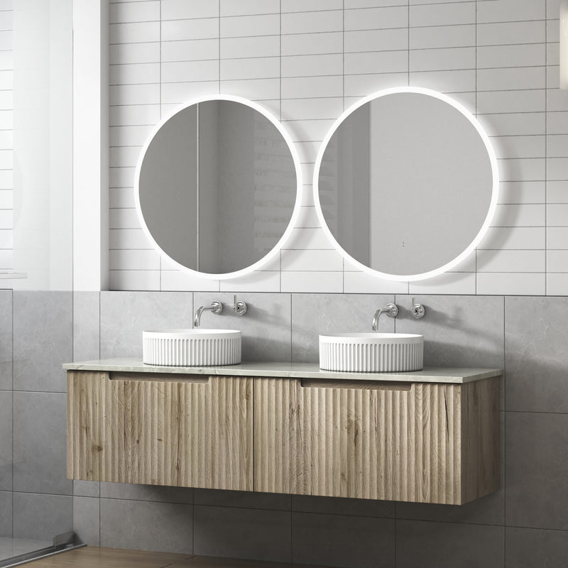 Aulic Tuscana Wall Hung Wave Groove Finger Pull Cabinet 1500mm