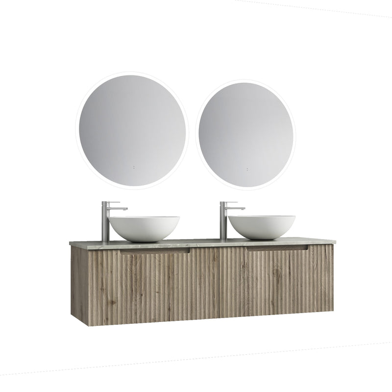 Aulic Calder Wall Hung Wave Groove Finger Pull Cabinet