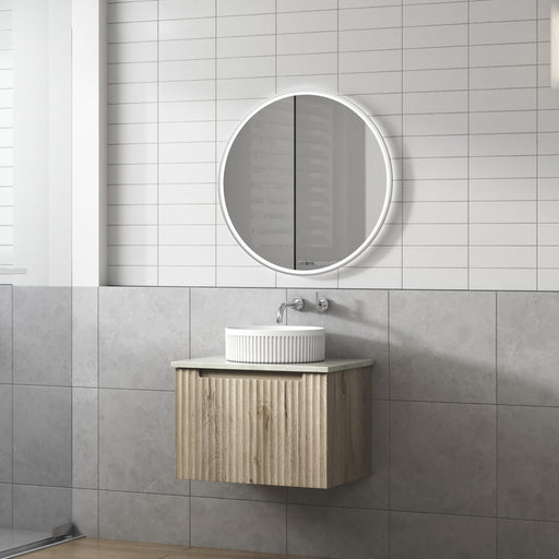 Aulic Calder Wall Hung Wave Groove Finger Pull Cabinet 600mm