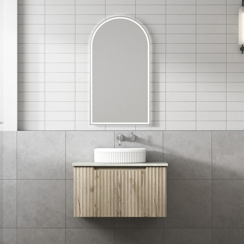 Aulic Calder Wall Hung Wave Groove Finger Pull Cabinet 750mm