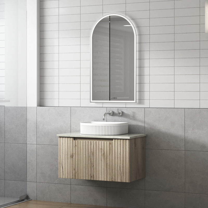 Aulic Calder Wall Hung Wave Groove Finger Pull Cabinet 750mm