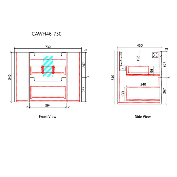 Aulic Curva Curve Finger Pull Cabinet 750mm