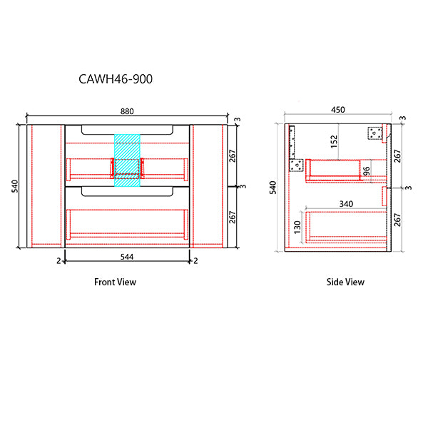 Aulic Curva Curve Finger Pull Cabinet 900mm