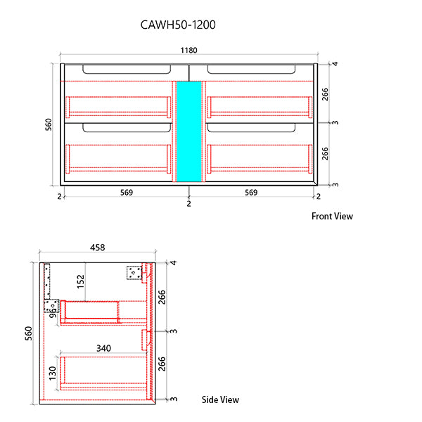 Aulic Flauto Finger Pull Cabinet 1200MM