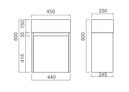 Naga 450mm  Wall Hung  PVC Vanity  1TH Inc. Basin