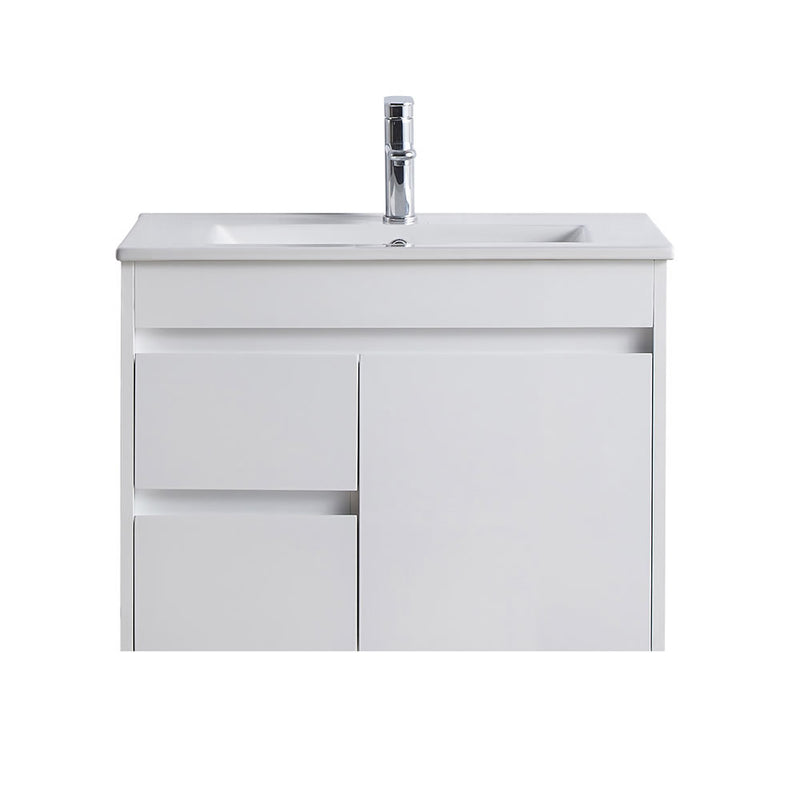 BNK Naga 750mm Wall Hung PVC Vanity Left Hand Drawer 1TH Inc. Ceramic Basin